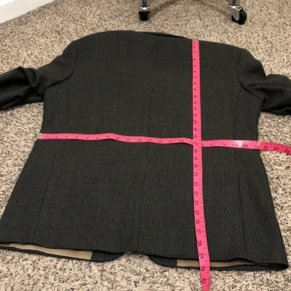 Oscar de la Renta Sports Coat Size 42S Brown Gray Crosshatch Pattern Wool